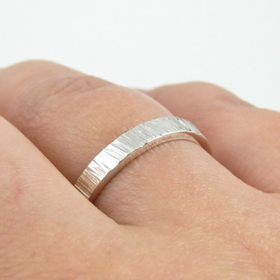 Hammered Tree Bark Ring - Sterling Silver Ring - Thumb Ring - Unisex Ring - Sterling Silver Jewellery