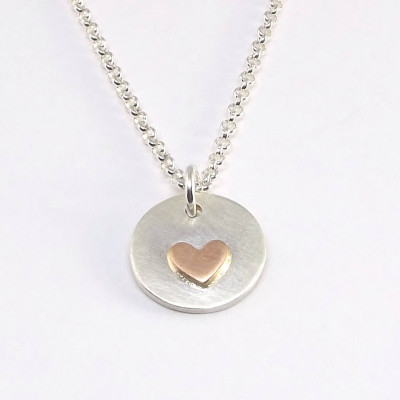 Heart Necklace - Solid Gold and Silver Necklace - Dainty Necklace - Everyday Necklace - Tiny Pendant - Valentine's Gift