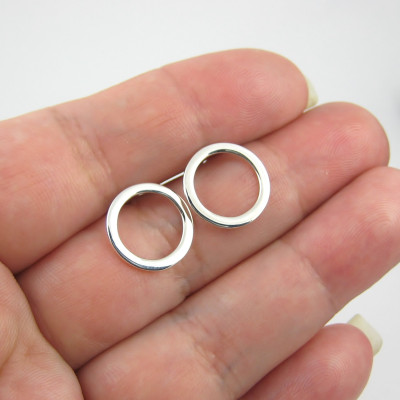 Hoop Stud Earrings - Circle Stud Earrings - Minimalist Earrings - Simple Earrings - Handmade Sterling Silver Jewellery 925