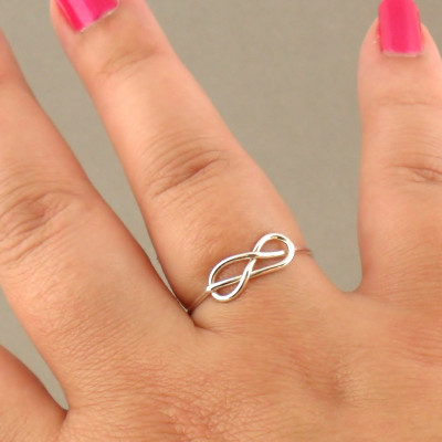 Infinity Love Knot Ring In Sterling Silver - Knuckle Ring - Pinkie Rings - Skinny Ring - Sterling Silver Jewellery