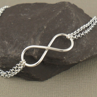 Large Infinity Anklet - Double Chain Infinity Anklet - Sterling Silver Anklet 925 - Figure Of Eight Anklet - Sterling Silver Jewellery