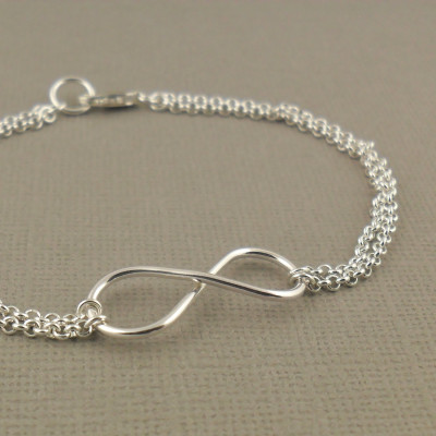 Large Infinity Bracelet - Double Chain Infinity Bracelet - Sterling Silver Bracelet 925 - Figure Of Eight Bracelet - Sterling Silver Jewellery