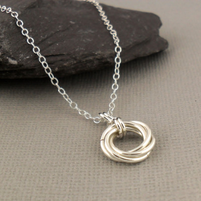 Love Knot Necklace Sterling Silver - Love Knot Jewellery - Mobius Flower Chainmaille - Silver Jewellery 925 - Chainmaille Jewellery