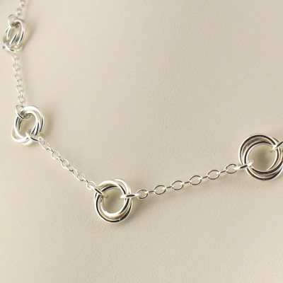 Love Knot Necklace - Sterling Silver Necklace 925 - Mobius Flower Chainmaille - Silver Jewellery - Chainmaille Jewellery