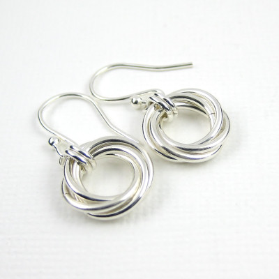 Love Knot Sterling Silver Earring - Mobius Flower Earring - Sterling Silver Chainmaille Earrings - Everyday Jewellery