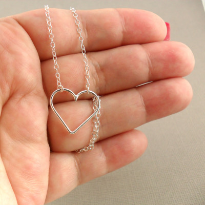 Minimalist Heart Necklace - Sweetheart Sterling Silver Necklace 925 - Silver Jewellery - Romantic Gift