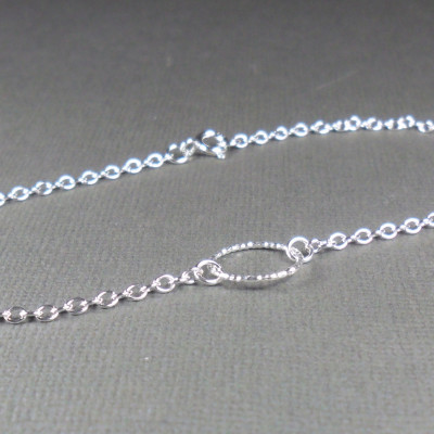 Open Circle Anklet - Sterling Silver Anklet 925 - Hoop Anklet - Modern Infinity Anklet - Minimalist Anklet with Textured Hoop - Summer Jewellery