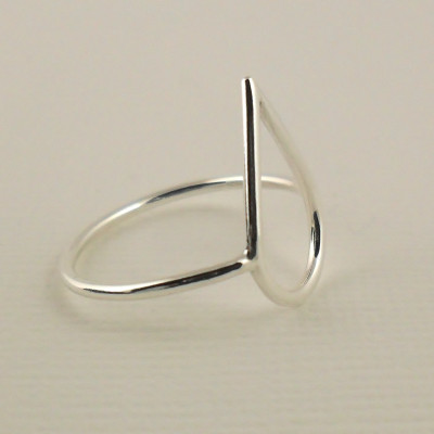 Open Rain Drop Ring - Teardrop Ring - Sterling Silver Ring 925 - Thin Ring - Statement Ring - Slim Ring - Modern Ring
