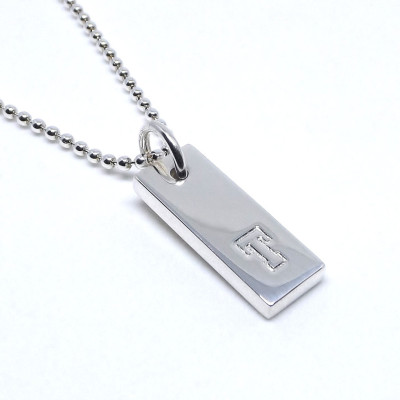 Personalized Initial Pendant in Sterling Silver 925 - Monogram Necklace - Men's Jewellery - Heavy Bar Pendant - Chunky Jewelry