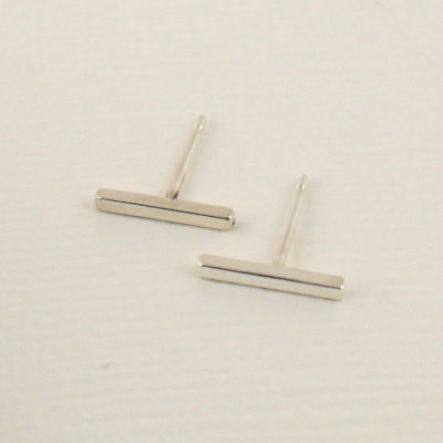 Small Bar Earrings - 10mm Square Bar Stud Earrings - Tiny Earrings - Simple Sterling Silver Jewellery 925 - Minimalist Jewellery