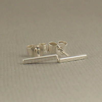 Small Bar Earrings - 10mm Square Bar Stud Earrings - Tiny Earrings - Simple Sterling Silver Jewellery 925 - Minimalist Jewellery