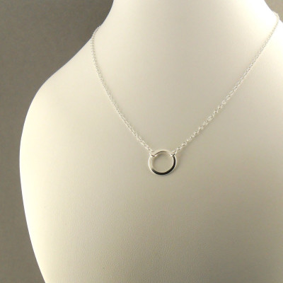 Small Hoop Sterling Silver Necklace 925 - Eternity Necklace - Minimalist Pendant Necklace - Simple Hoop Necklace - Silver Jewellery