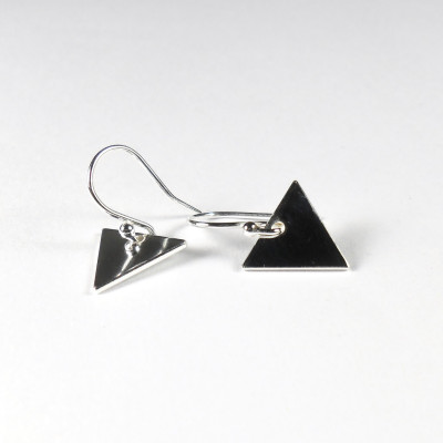 Small Minimalist Triangle Chevron Geometric Modern Dangle Drop Earrings Simple Sterling Silver Jewellery