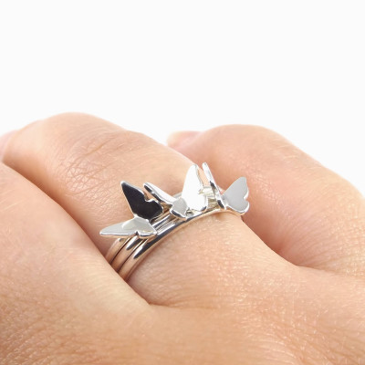 Sterling Silver Butterfly Ring - Tiny Butterfly Ring - Handmade Ring - Stackable Ring - Nature Inspired