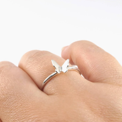 Sterling Silver Butterfly Ring - Tiny Butterfly Ring - Handmade Ring - Stackable Ring - Nature Inspired