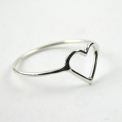Sterling Silver Heart Ring - Sterling Silver Ring - Skinny Ring - Open Heart Ring - Slim Ring - Minimalist Ring