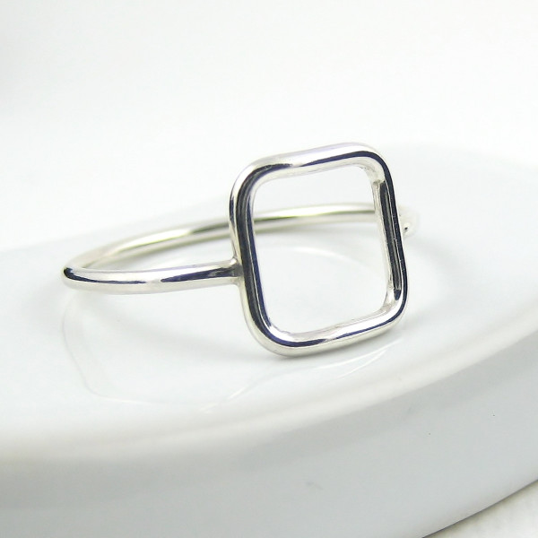 Sterling Silver Square Ring - Sterling Silver Ring - Skinny Ring - Open Square Ring - Slim Ring - Modern Ring