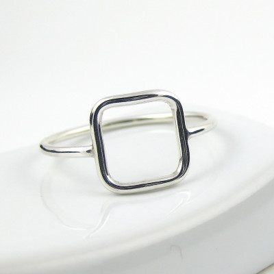 Sterling Silver Square Ring - Sterling Silver Ring - Skinny Ring - Open Square Ring - Slim Ring - Modern Ring