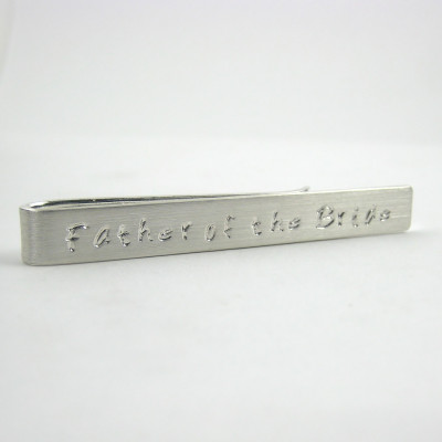 Sterling Silver Tie Bar - Father of the Bride Tie Clip - Personalized Wedding Accessory - Grooms Gift - Groomsmen - Fathers Day & Birthday Gift
