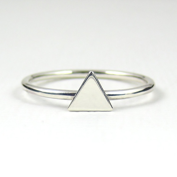 Sterling Silver Triangle Ring - Stacking Ring - Geometric Ring - Sterling Silver Ring - Thin Ring - Slim Ring - Modern Ring