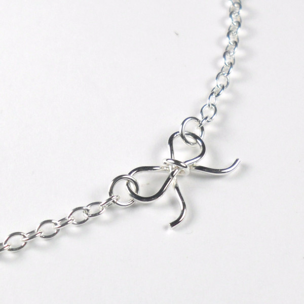 Tiny Bow Anklet in Sterling Silver Simple Minimalist Summer Jewellery