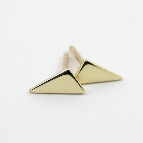 Tiny Triangle Earrings - 9k Gold Triangle Stud Earrings - Geometric Stud Earrings - Simple Gold Earring - Minimalist Earring