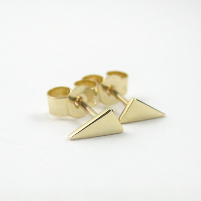 Tiny Triangle Earrings - 9k Gold Triangle Stud Earrings - Geometric Stud Earrings - Simple Gold Earring - Minimalist Earring