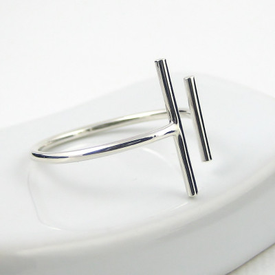 Two Bars Open Ring - Parallel Bar Ring - Skinny Ring - Sterling Silver Bar Ring - Sterling Silver Ring - Slim Ring - Modern Minimalist Ring
