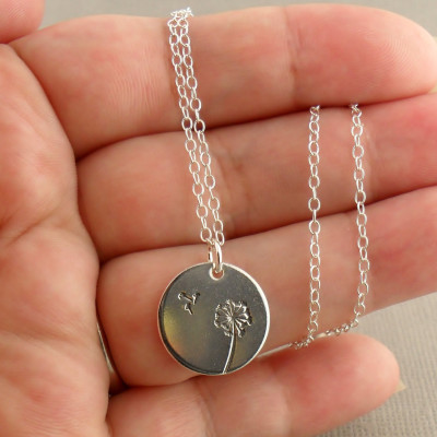 Wish Sterling Silver Necklace 925 - Dandelion Pendant Necklace - Sterling Silver Jewellery