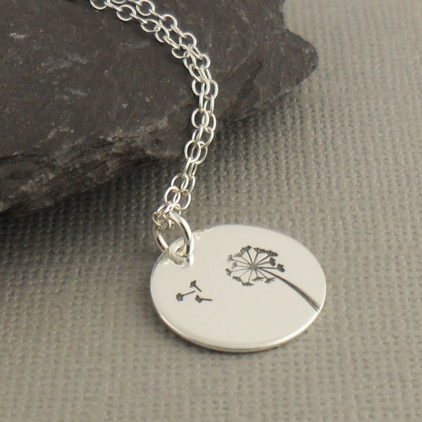 Wish Sterling Silver Necklace 925 - Dandelion Pendant Necklace - Sterling Silver Jewellery