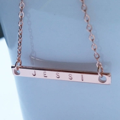 Custom Dainty Rose Gold Name Necklace - Hand stamped Letter Necklace - Bridesmaid Gift - Family Gift