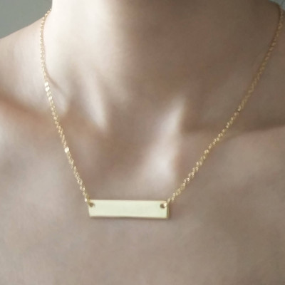Custom Hand Stamped Gold Silver Coordinates Nameplate Necklace - Personalized Location GPS Latitude Longitude Letter Bar Wedding Gift