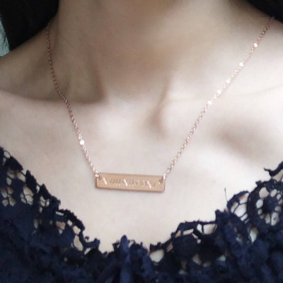 Custom Hand Stamped Rose Gold Roman Numeral Number Nameplate Necklace - Personalized Date Bar Necklace - Birthday Gift - Bridesmaid Gift