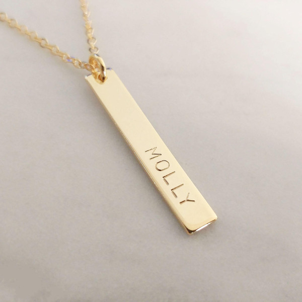Custom Name Date Necklace - Gold Silver Rose Gold Vertical Multi Nameplate Bar Personalized Necklace - Birthday Gift - Wedding Bridesmaid Gift