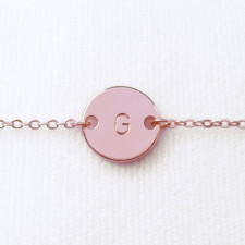 Rose Gold Initial Disc Bracelet: Your Story, Hand-Stamped