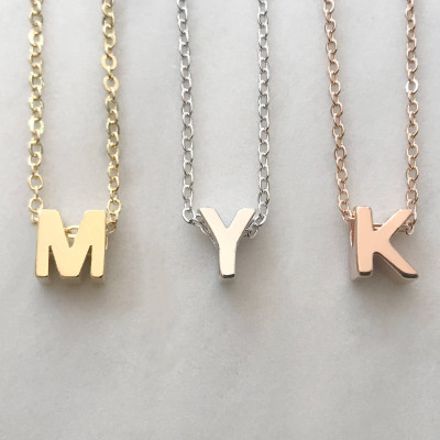 Custom Uppercase Block Letter Necklace - Gold Silver Rose Gold Capital letter Necklace - Block Letter Name Necklace