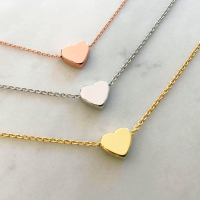 Dainty Heart Charm Necklace - Gold SIlver Rose Gold Heart Necklace - Birthday Gift - Girlfriend Gift -