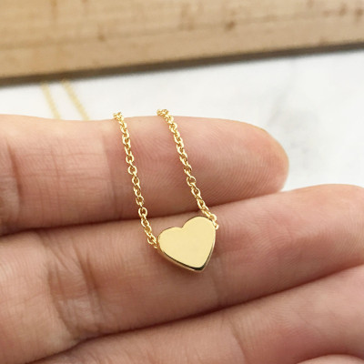 Dainty Heart Charm Necklace - Gold SIlver Rose Gold Heart Necklace - Birthday Gift - Girlfriend Gift -