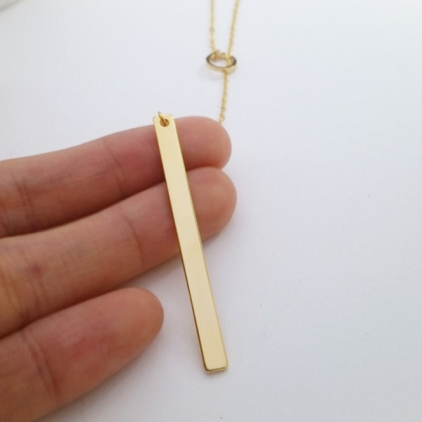 Gold Long Bar Y Necklace - Y Necklce - Gold Lariat Layered Necklce - Drop Bar Necklace - Birthday Gift