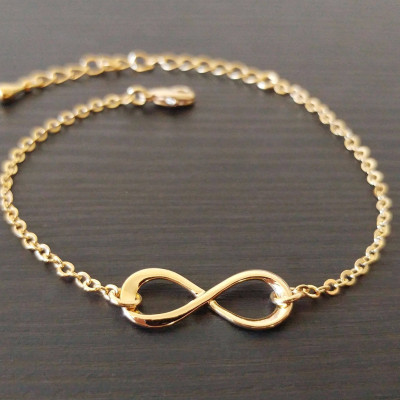 Gold Silver Rose Gold Infinity Bracelet - The Universal Symbol for Endless love - Timeless Symbol Bracelet - Bridesmaid gift - Girlfriend Gift