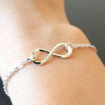 Gold Silver Rose Gold Infinity Bracelet - The Universal Symbol for Endless love - Timeless Symbol Bracelet - Bridesmaid gift - Girlfriend Gift