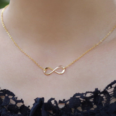 Gold Silver Rose Gold Infinity Charm Necklace - Universal Symbol for Endless love - Timeless Symbol Pendant Bridesmaid gift - Girlfriend Gift