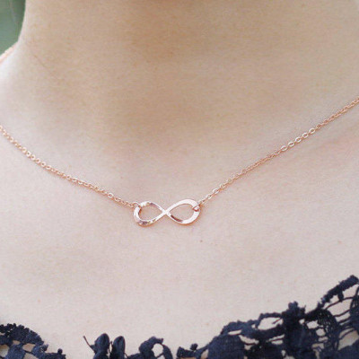 Gold Silver Rose Gold Infinity Charm Necklace - Universal Symbol for Endless love - Timeless Symbol Pendant Bridesmaid gift - Girlfriend Gift