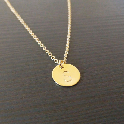Personalized Dainty Gold Disc Necklace - Initial Coin - Multi Letter Circle Charm - Family Tree Coin Necklace - Bridesmaid - Mother's day gift