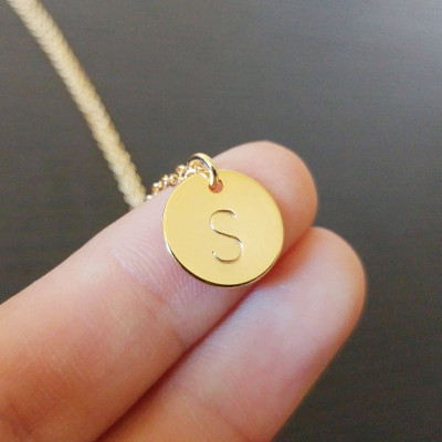 Personalized Dainty Gold Disc Necklace - Initial Coin - Multi Letter Circle Charm - Family Tree Coin Necklace - Bridesmaid - Mother's day gift
