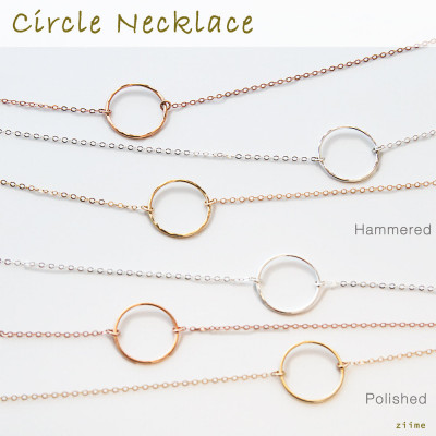 Circle Necklace - Dainty Gold circle Necklace CR