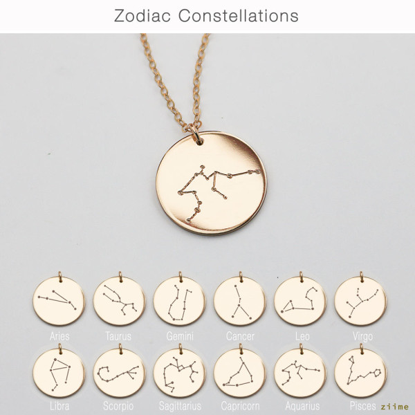 Constellation necklace - Zodiac Jewelry - Astrology Zodiac necklace - libra - virgo - scorpio - sagittarius - capricorn - mothers day gift D16h