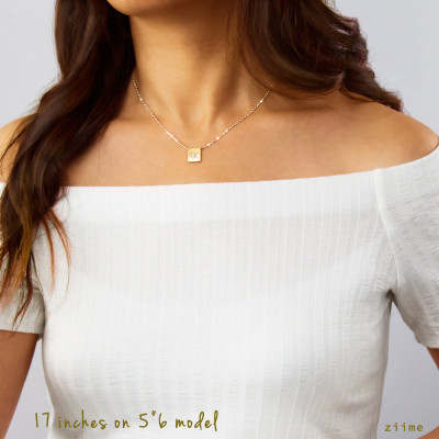Customized Square Plate Necklace - Personalized tag - Initial Pendant - Squared necklace - Gold Filled - Sterling Silver - Rose Gold B1112h