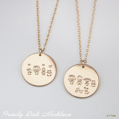 Family Disc Necklace - Family Disk Necklace - GFF Necklace - Gifts for Mom - Gifts for Sisters - Gifts for Best Friends - by ziime Jewelry - D16