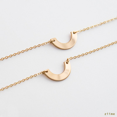 Half Circle necklace - Dainty Arc Necklace - Dainty Half Circle Necklace - Curved Necklace - Sterling Silver - 14kt Gold Filled - Rose Gold